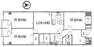 サンライズ長堀３ＬＤＫ間取り図