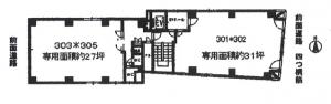 林四ツ橋ビル基準階間取り図