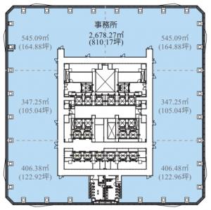 グランフロント大阪　タワーＡ基準階間取り図