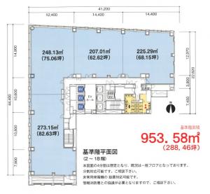 淀屋橋スクエアビル基準階間取り図