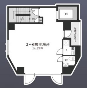 ＢＲＩＬＬＩＡＮＴ西天満ビル（ブリリアント西天満ビル）基準階間取り図