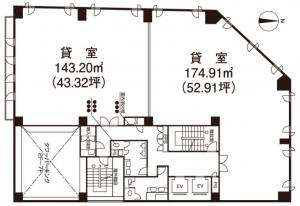 いちご内本町ビル基準階間取り図