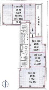 大和証券京都ビル基準階図面　縦