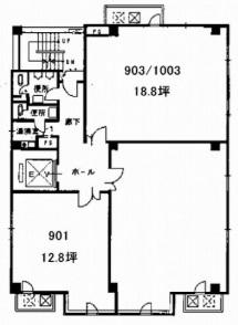 上本町グランディムビル基準階間取り図