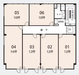 江坂シビル館Ⅱ基準階間取り図