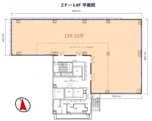 （仮称）梅田新御堂オフィスビル基準階図面