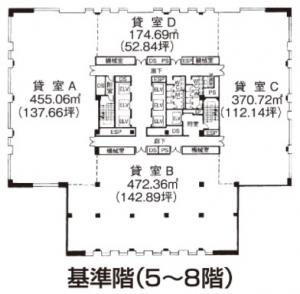 ＪＲＥ御堂筋ダイワビル基準階間取り図