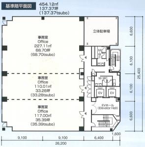 ＮＴＰＲ堺筋本町ビル基準階間取り図