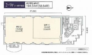 淀屋橋ＮＡＯビル基準階間取り図