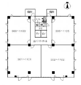 第６新大阪ビル基準階間取り図