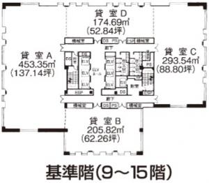 ＪＲＥ御堂筋ダイワビル基準階間取り図