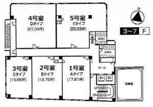 コスモ西本町ビル基準階間取り図