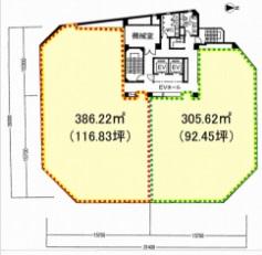 高麗橋ウエストビル基準階間取り図