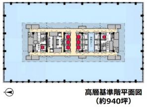 (仮称)淀屋橋駅西地区市街地再開発事業高層基準階図面