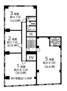 心斎橋東栄ビル基準階間取り図