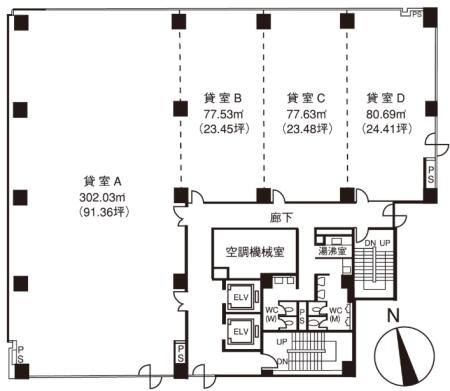 大津第一生命ビルディング基準階間取り図