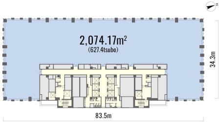 丸の内トラストタワー本館基準階間取り図