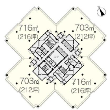 ゲートシティ大崎ウエストタワー基準階図面