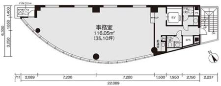 近鉄銀座中央通りビルⅢ基準階図面