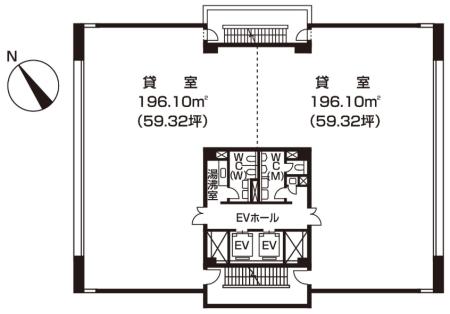 上野駅前第一生命ビルディング基準階間取り図