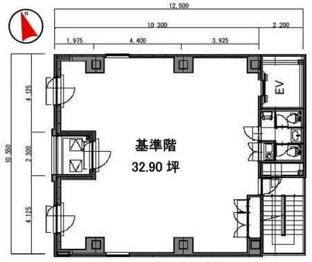 八丁堀鈴らん通りビル基準階間取り図