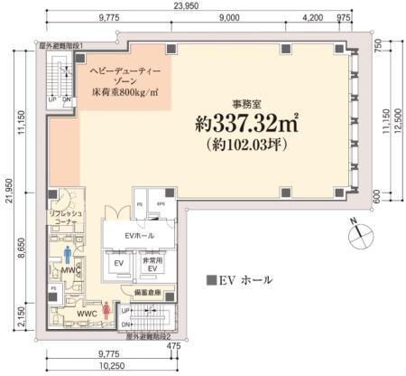 S-GATE八丁堀基準階間取り図