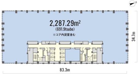 丸の内トラストタワーN館基準階間取り図