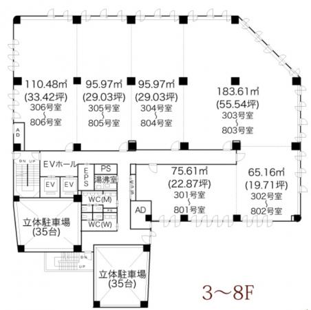 五条堀川ビル基準階図面