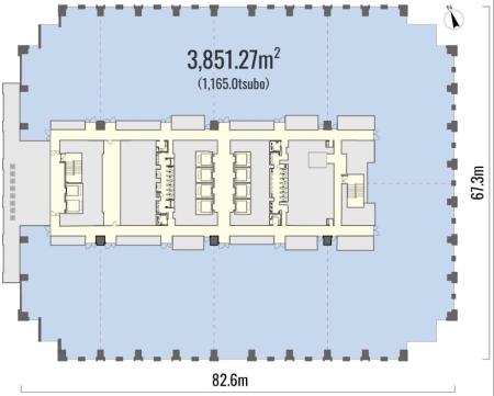 神谷町トラストタワー基準階間取り図