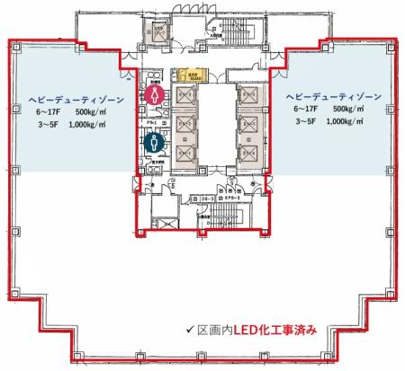 ＦＯＲＥＦＲＯＮＴ　ＴＯＷＥＲ　Ⅰ（フォアフロントタワーⅠ）基準階間取り図