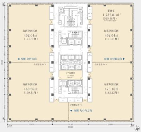東京サンケイビル基準階間取り図