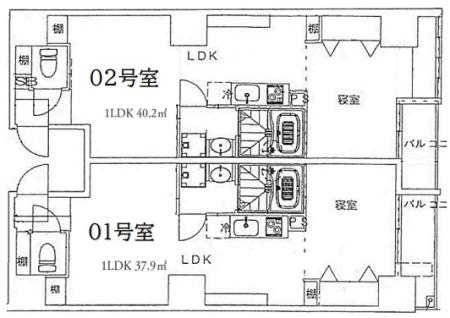 FLAT34北堀江基準階図面